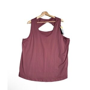 Hodo Sports Tank Top Women Sz 2XL Maroon Workout Yoga Running Cut Out Pullover